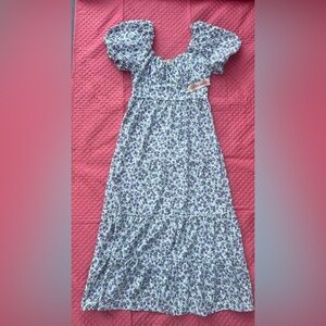 Large, long, floral spring/summer dress.